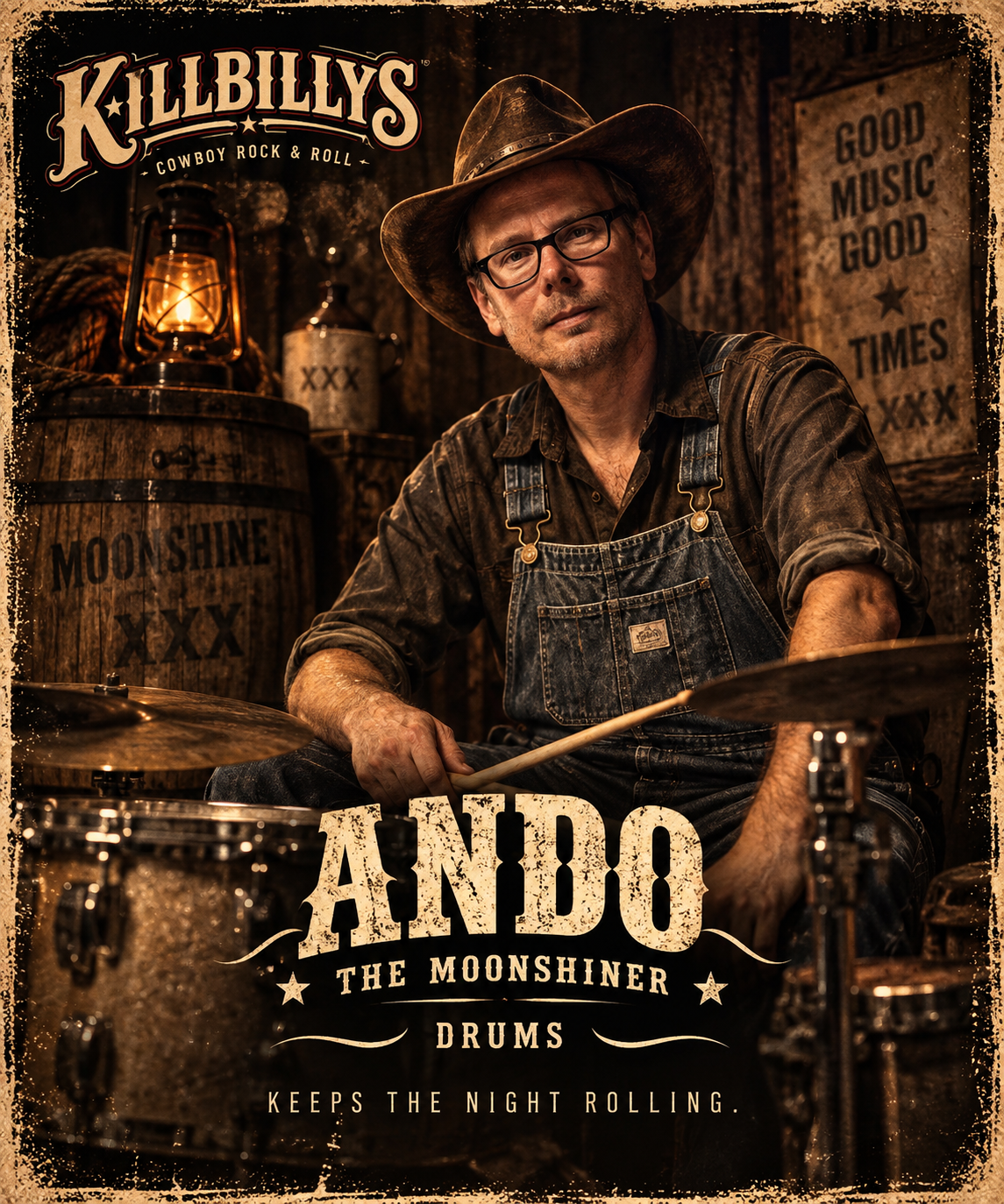 Ando of KILLBILLYS in a cinematic saloon portrait