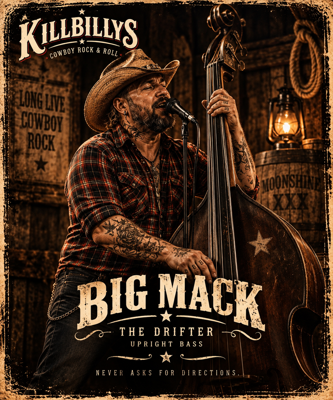 Big Mack of KILLBILLYS in a cinematic saloon portrait